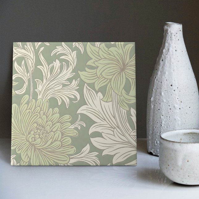 William Morris Chrysanthemum Pattern Keramik Tile Fliese (Von Creator hochgeladen)