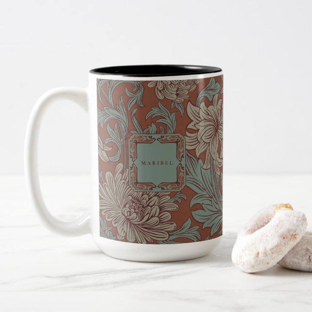 William Morris Chrysanthemum Pattern Zwei-Tone Cof Zweifarbige Tasse (Mit Donut)