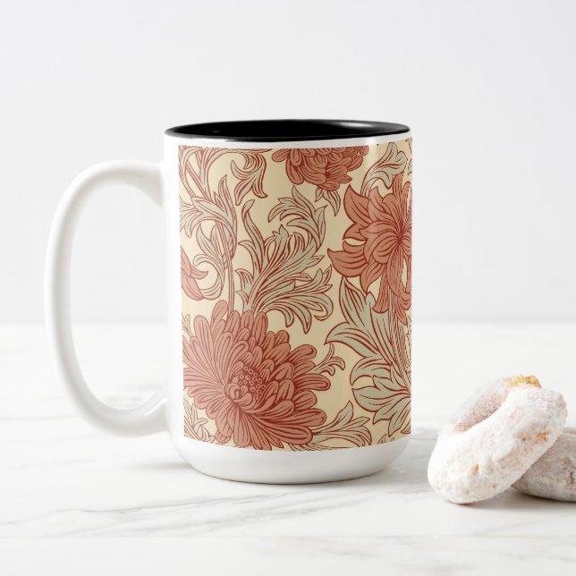 William Morris Chrysanthemum Pattern Zwei-Tone Cof Zweifarbige Tasse (Mit Donut)