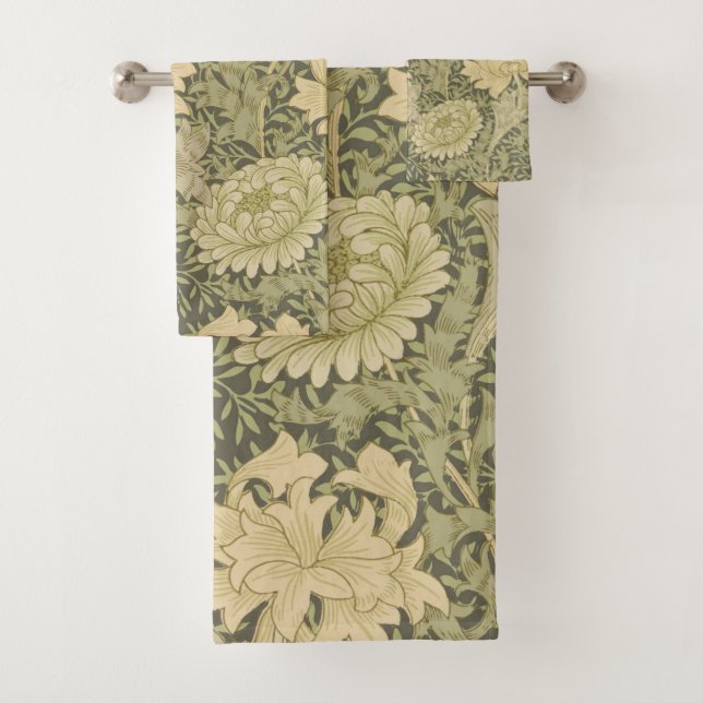 William Morris Chrysanthemum Sage Blume Badhandtuch Set (Insitu)