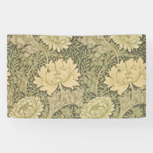 William Morris Chrysanthemum Sage Blume Banner (Horizontal)