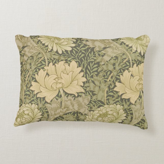 William Morris Chrysanthemum Sage Blume Dekokissen (Rückseite)