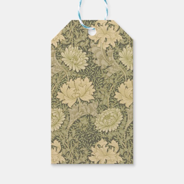 William Morris Chrysanthemum Sage Blume Geschenkanhänger (Vorderseite)