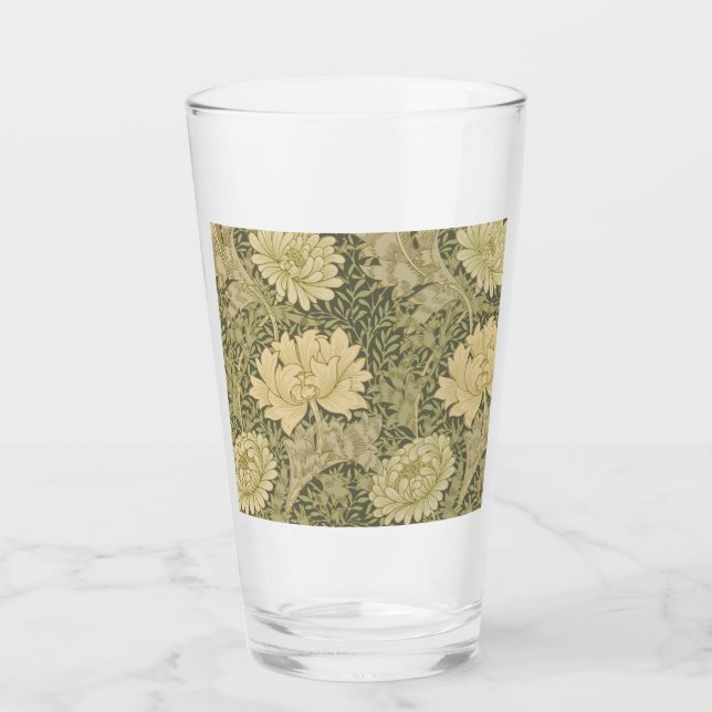 William Morris Chrysanthemum Sage Blume Glas (Vorderseite)