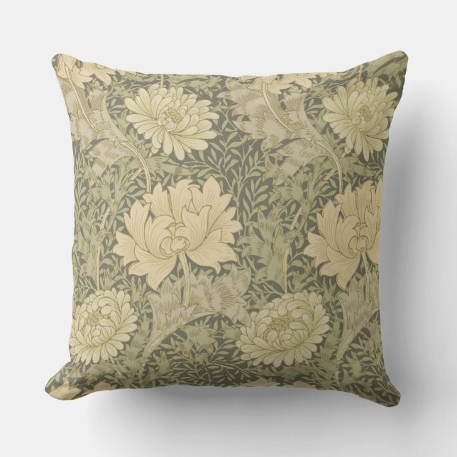 William Morris Chrysanthemum Sage Blume Kissen (Vorderseite)