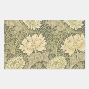 William Morris Chrysanthemum Sage Blume Rechteckiger Aufkleber