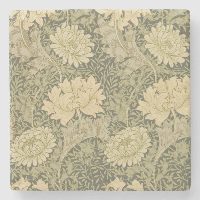 William Morris Chrysanthemum Sage Blume Steinuntersetzer (Vorderseite)