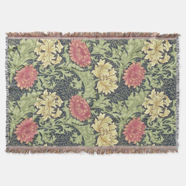 William Morris Chrysanthemum Vintage Blumenart Decke (Vorderseite)