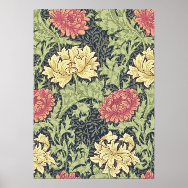 William Morris Chrysanthemum Vintage Blumenart Poster (Vorne)