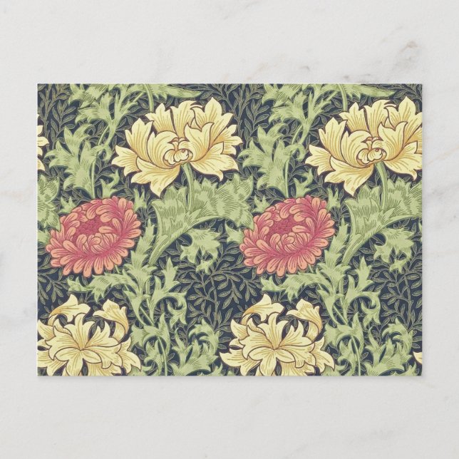 William Morris Chrysanthemum Vintage Blumenart Postkarte (Vorderseite)