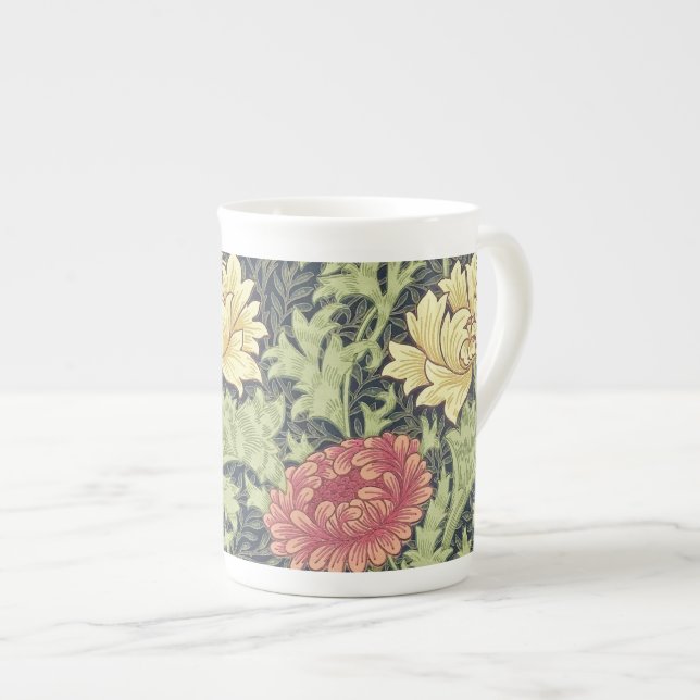William Morris Chrysanthemum Vintage Blumenart Prozellantasse (Vorderseite Rechts)
