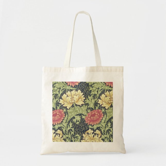 William Morris Chrysanthemum Vintage Blumenart Tragetasche (Vorne)