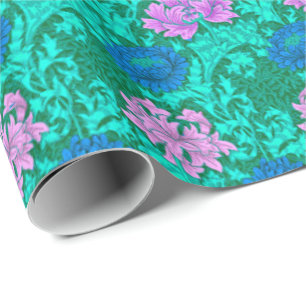 William Morris Chrysanthemums, Aqua and Violet Geschenkpapier