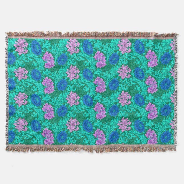 William Morris Chrysanthemums, Aqua und Violet Decke (Vorderseite)