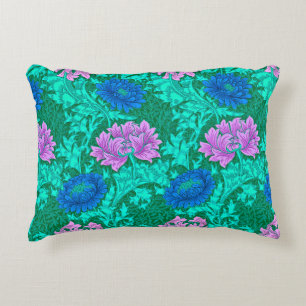 William Morris Chrysanthemums, Aqua und Violet Dekokissen