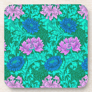 William Morris Chrysanthemums, Aqua und Violet Getränkeuntersetzer