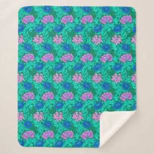 William Morris Chrysanthemums, Aqua und Violet Sherpadecke