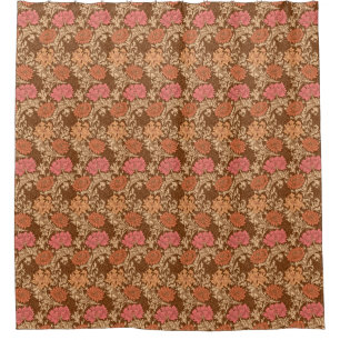 William Morris Chrysanthemums, Brown und Rust Duschvorhang