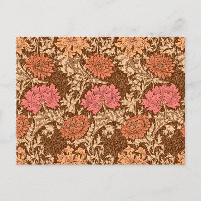 William Morris Chrysanthemums, Brown und Rust Postkarte (Vorderseite)