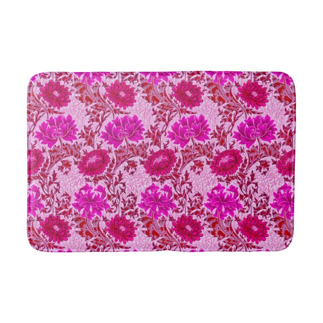 William Morris Chrysanthemums, Burgund und Pink Badematte (Vorderseite)