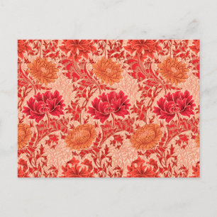 William Morris Chrysanthemums, Coral Orange Postkarte