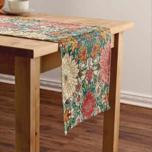 William Morris Chrysanthemums Floral Art Nouveau Kurzer Tischläufer