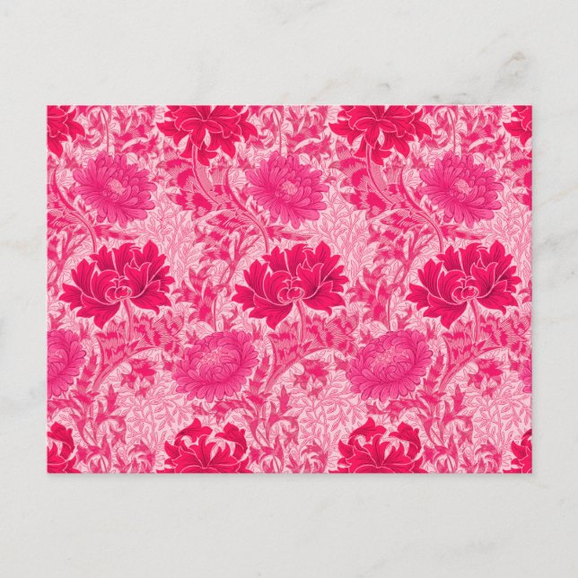 William Morris Chrysanthemums, Fuchsia Pink Postkarte (Vorderseite)