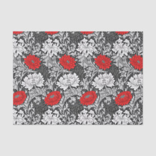 William Morris Chrysanthemums, Grau und Rot Seidenpapier