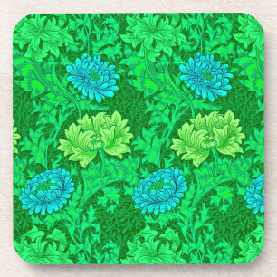 William Morris Chrysanthemums, Lime Green & Aqua Getränkeuntersetzer