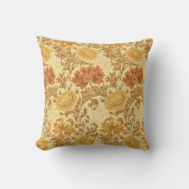 William Morris Chrysanthemums, Mustard Gold Kissen Für Draußen (Vorderseite)