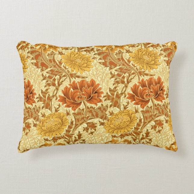 William Morris Chrysanthemums, Mustard Gold Zierkissen (Vorderseite)