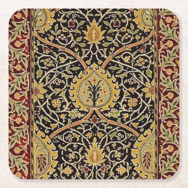William Morris Classic Teppich Art Print Design Rechteckiger Pappuntersetzer (Vorderseite)