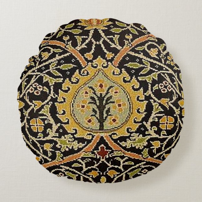 William Morris Classic Teppich Art Print Design Rundes Kissen (Vorderseite)
