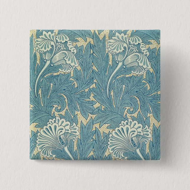 William Morris Classic Tulip Blue Floral Button (Vorderseite)