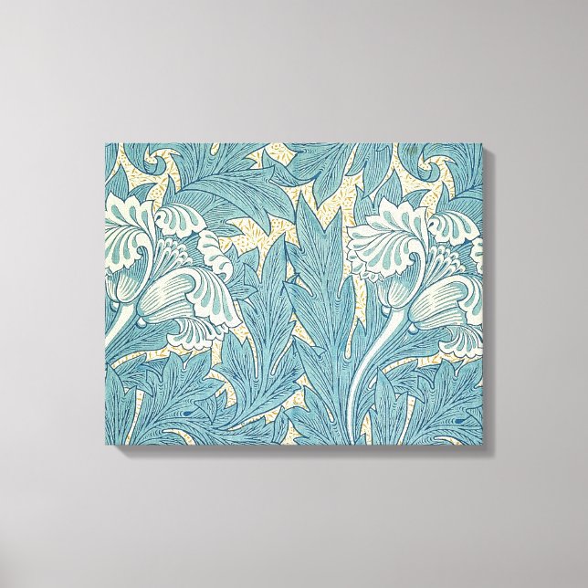 William Morris Classic Tulip Blue Floral Leinwanddruck (Vorderseite)