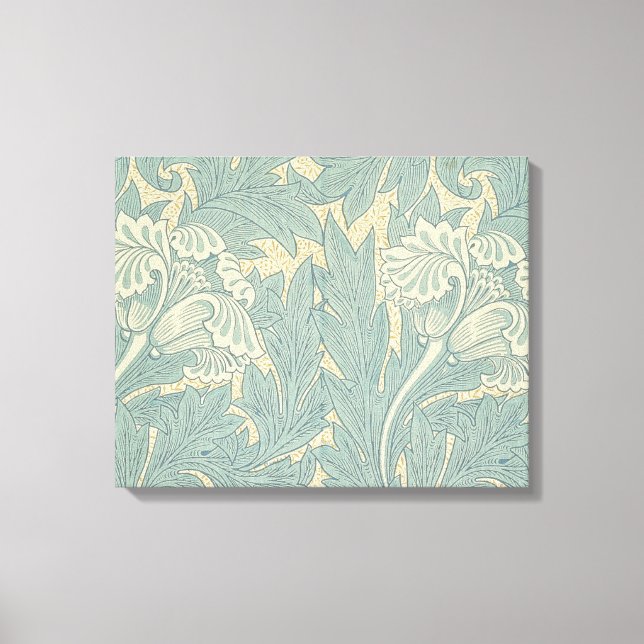 William Morris Classic Tulip Blue Floral Leinwanddruck (Vorderseite)