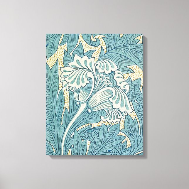 William Morris Classic Tulip Blue Floral Leinwanddruck (Vorderseite)