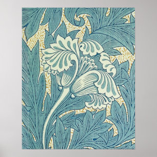 William Morris Classic Tulip Blue Floral Poster