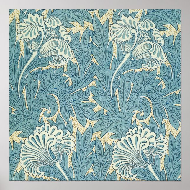 William Morris Classic Tulip Blue Floral Poster (Vorne)