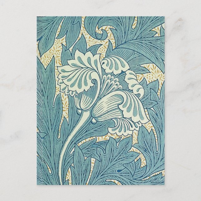 William Morris Classic Tulip Blue Floral Postkarte (Vorderseite)