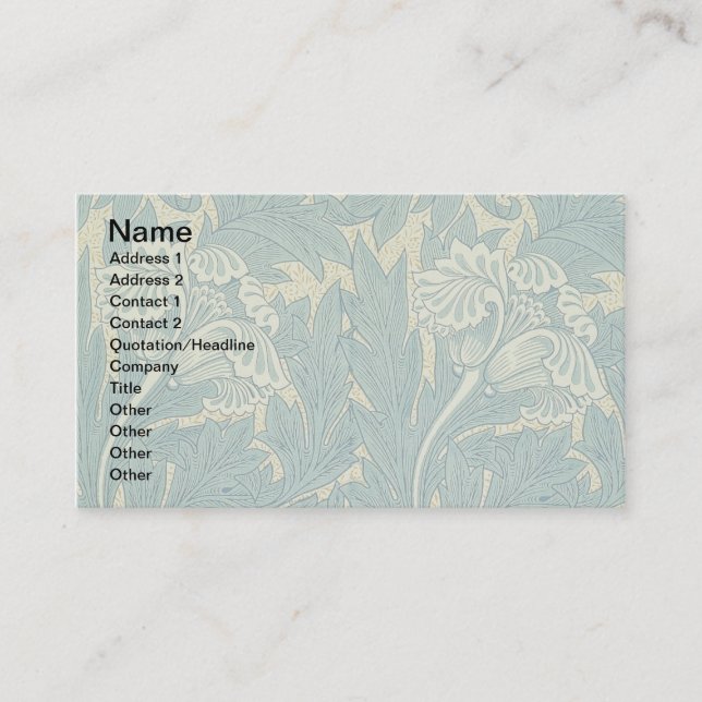 William Morris Classic Tulip Blue Floral Visitenkarte (Vorderseite)