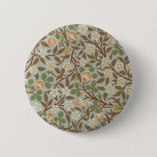 William Morris Clover Botanische Blume Button (Vorderseite)