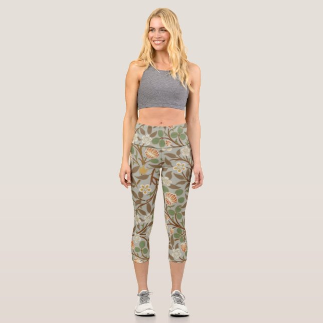William Morris Clover Botanische Blume Capri Leggings (Vorderseite)