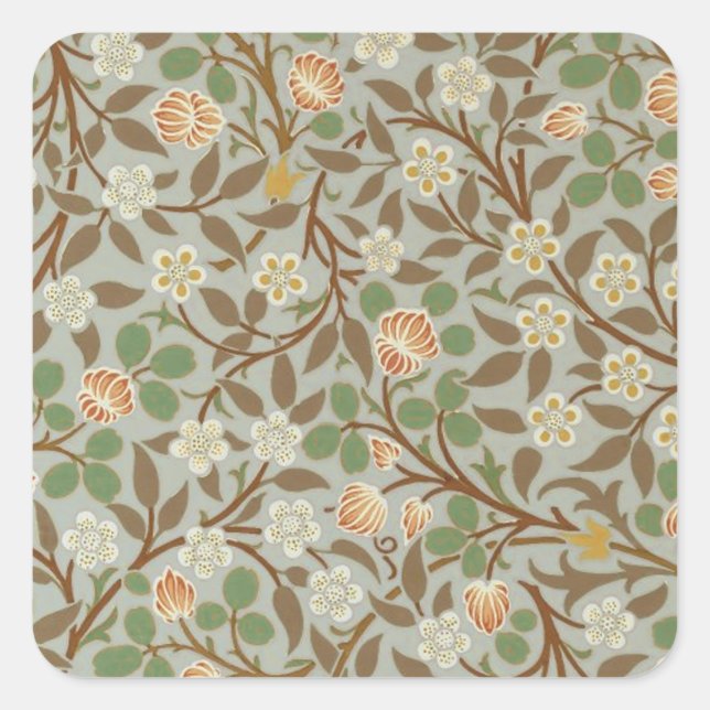 William Morris Clover Botanische Blume Quadratischer Aufkleber (Vorderseite)