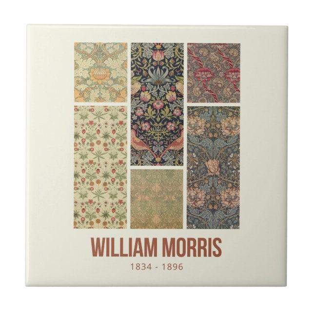 William Morris Collected Art Pattern Collage Fliese (Vorderseite)