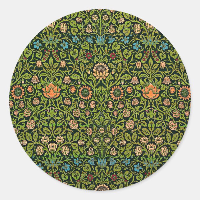 William Morris - Columbine, dark green, Case-Mate Runder Aufkleber (Vorderseite)