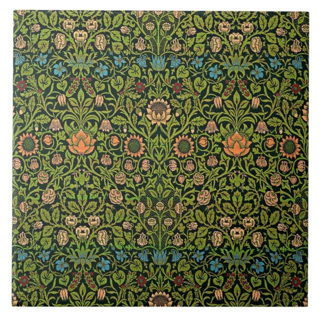 William Morris - Columbine, dunkelgrün, Case-Mate Fliese (Vorderseite)