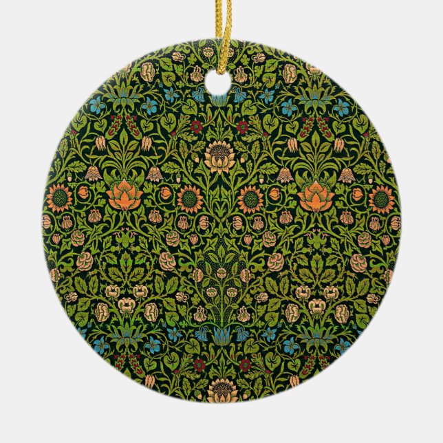 William Morris - Columbine, dunkelgrün, Keramik Ornament (Vorne)