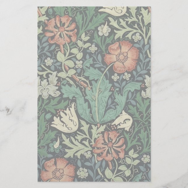 William Morris Compton Floral Art Nouveau Pattern Briefpapier (Vorderseite)