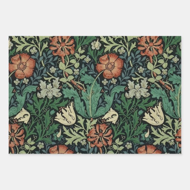 William Morris Compton Floral Art Nouveau Pattern Geschenkpapier Set (Vorderseite)